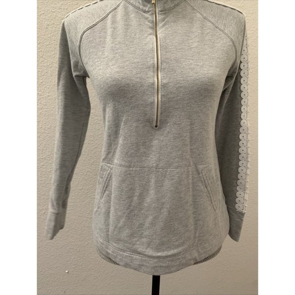 Lilly Pulitzer Gray Skipper Popover Jacket Peek-A-Boo Lace Sleeves XS Excellent - Picture 8 of 11